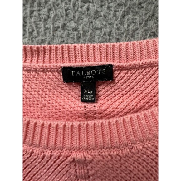 Talbots Sweater Womens XL Petite Pink Long Sleeve Round Neck Pure Cotton - Picture 2 of 9